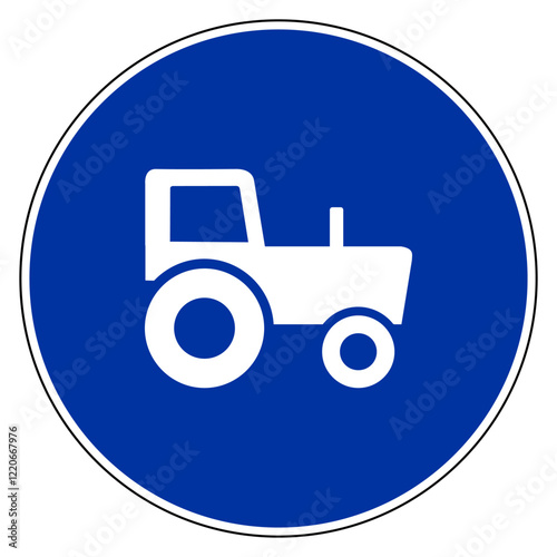 Traktor und Verkehrsschild