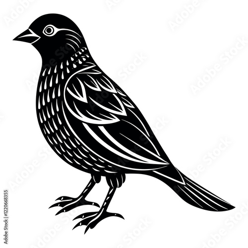 bird on a branch  illustration silhouette on White Background 