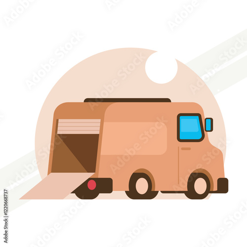 An illustration of a delivery van representing logistics and transportation