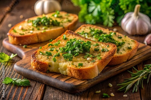Wallpaper Mural Delicious Garlic Butter Toast with Fresh Parsley - Gourmet Food Photography Torontodigital.ca