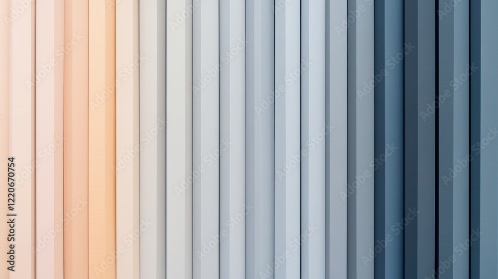 Obraz premium gradient of vertical lines transitioning from warm peach tones to cool gray and blue hues, creating soft and calming visual effect