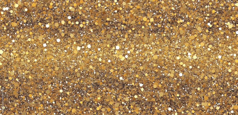 A detailed and close up view of a large pile of gold glitter A detailed and close up view of a large pile of gold glitter
