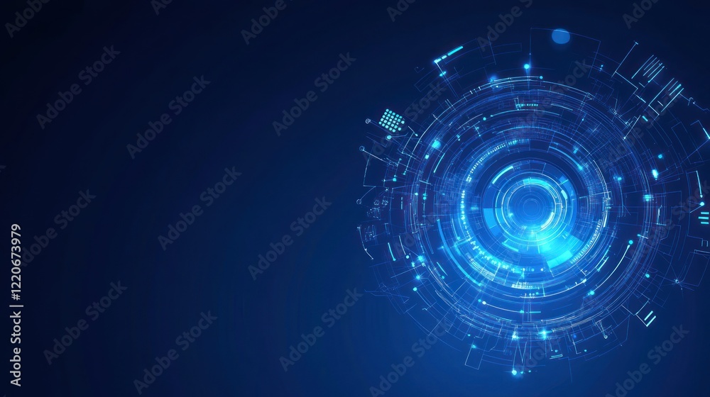 Abstract digital technology glowing circle interface background. Abstract digital technology glowing circle interface background.
