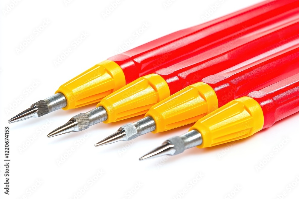 Screwdrivers Arranged by Size on White Background Screwdrivers Arranged by Size on White Background