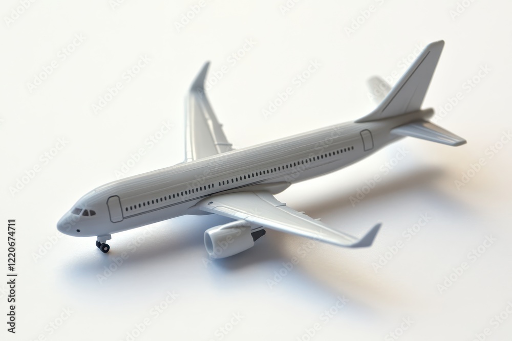 Sleek White Airplane Model on Plain Background Sleek White Airplane Model on Plain Background