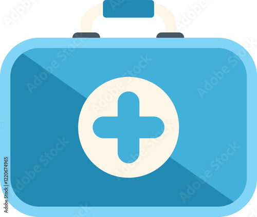 Blue first aid kit closed, ready to provide medical assistance and emergency care