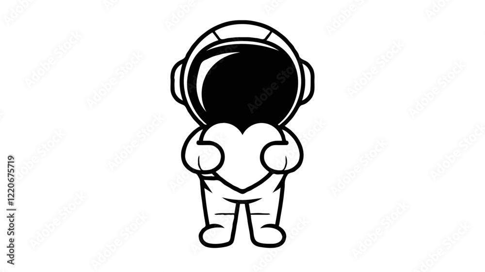 A vector illustration of a cute astronaut floating holding a love heart , white background Generative aI A vector illustration of a cute astronaut floating holding a love heart , white background Generative aI