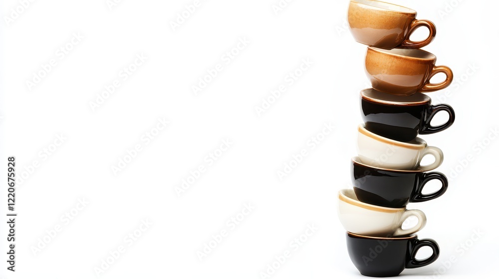 Stacked Coffee Cups on Plain Background Stacked Coffee Cups on Plain Background