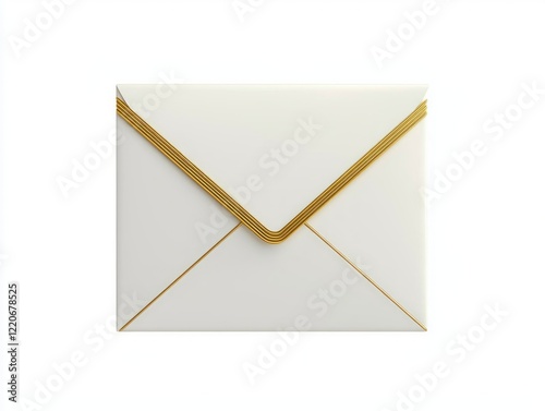 Golden Minimalistic Envelope in Cinematic Style on White Background