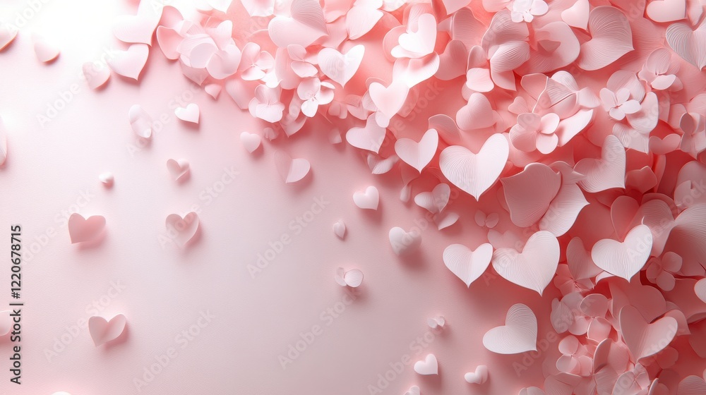 Obraz premium Light pink heart background with romantic love hearts for valentine design