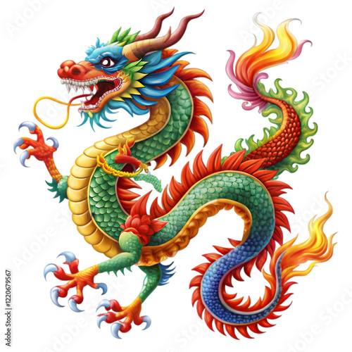 Chinese dragon statue isolated on white background