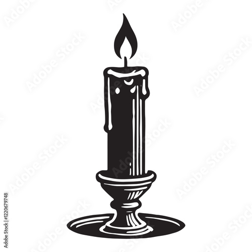 Warm and gentle candlelight for calm settings - Candlelight silhouette, Candlelight illustration, Candlelight vector, Candle digital artwork

