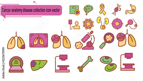 Cancer anatomy disease collection icon vector