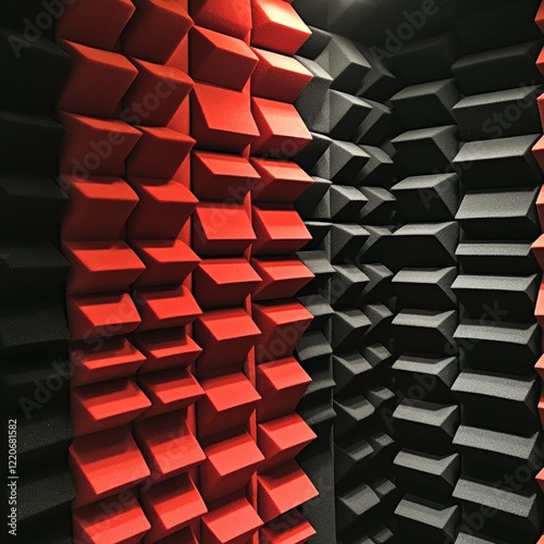 Acoustically insulated wall with foam-embossed absorption material. Concept: Sound, acoustic, professional sound.