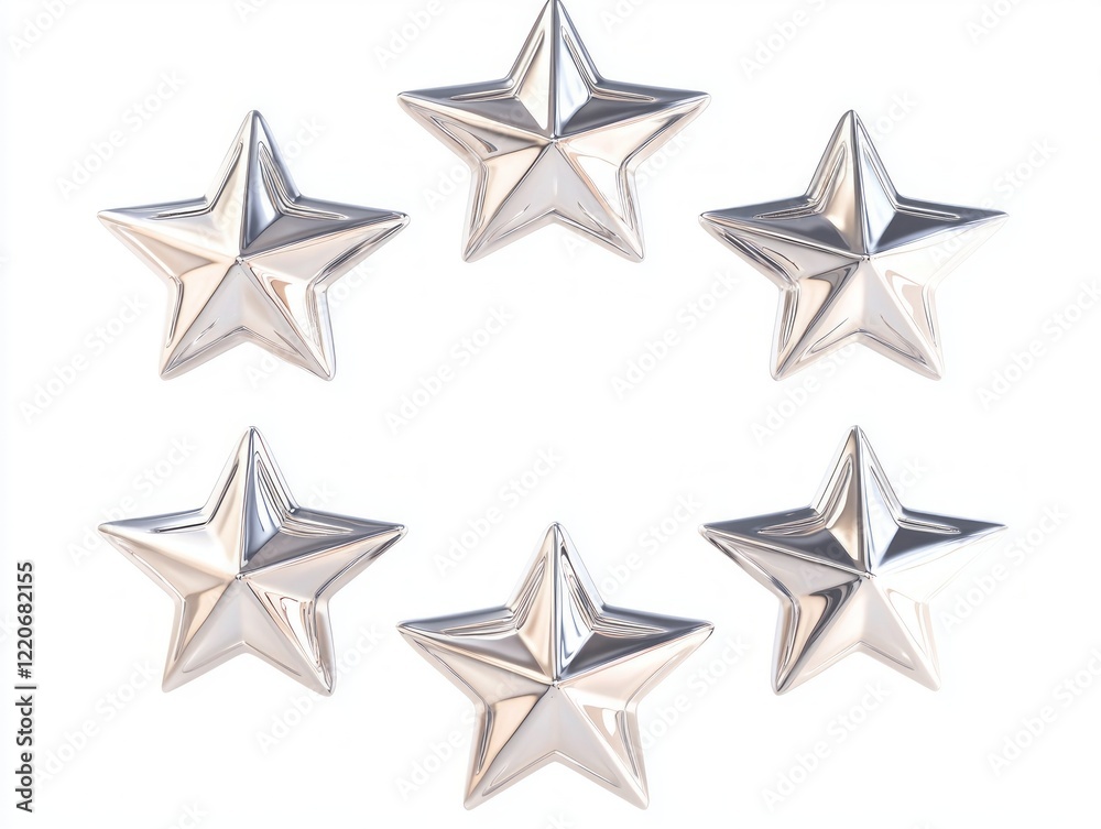 Obraz premium Five Silver Stars Halo Ring - Cinematic Full Shot on White Background