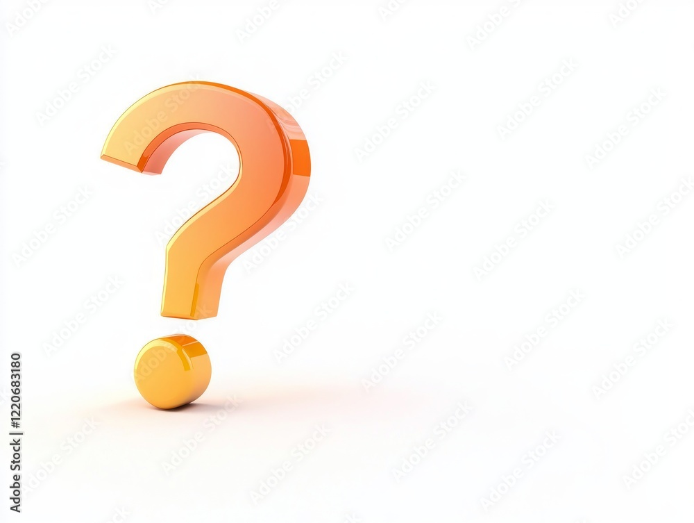 Vibrant Gradient Orange Question Mark with Bold Outline on White Background | Cinematic Ultra-Detailed Graphic Design Element