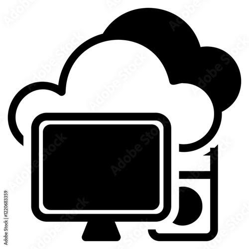 Cloud computing glyph icon