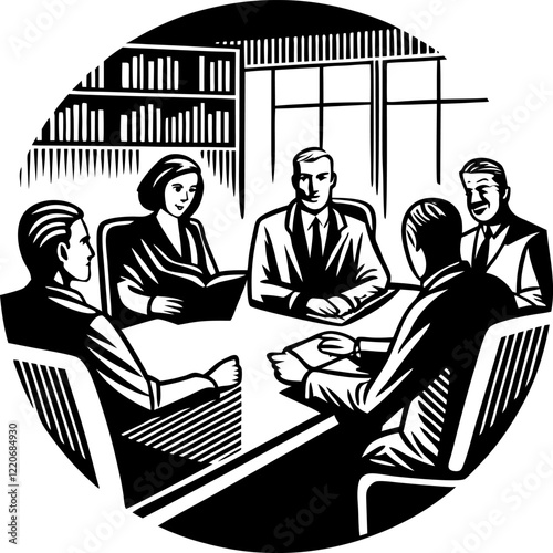 illustration of a silhouette meeting company business.