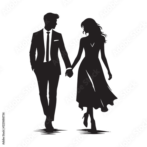 Wallpaper Mural Elegant couple walking with grace and affection - couple silhouette, couple walking vector, couple vector, couple illustration, valentine silhouette, couple walking illustration
 Torontodigital.ca
