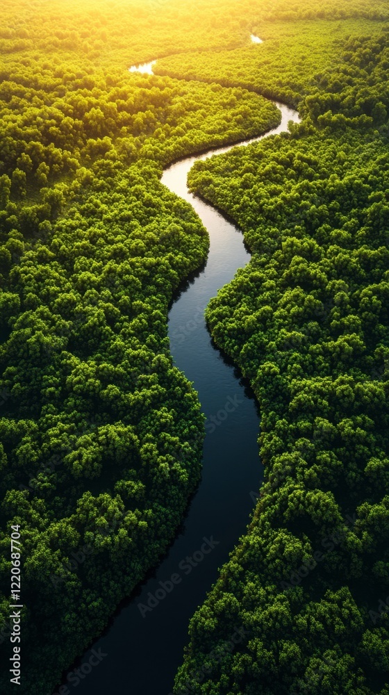 Breathtaking aerial view of a lush green forest river nature landscape serene environment gigapixel quality Breathtaking aerial view of a lush green forest river nature landscape serene environment gigapixel quality