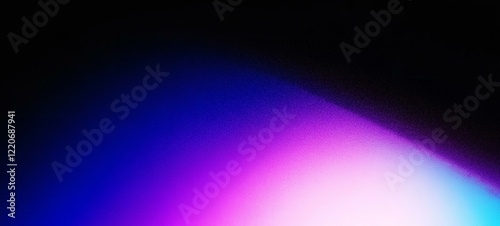 Purple blue abstract gradient shape on black background dark noise grainy texture glowing banner copy space