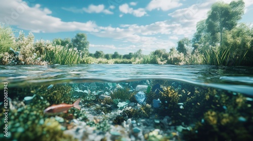 microplastics into freshwater ecosystems, highlighting how plastic debris disintegrates over time and impacts water quality