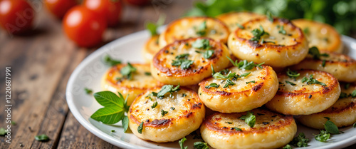 Deliciously prepared lyutenitsa-inspired flatbreads on rustic table, culinary delight photo