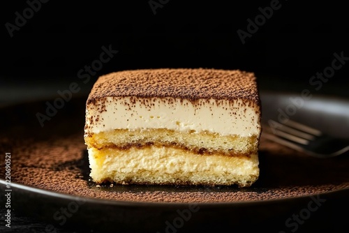 A slice of tiramisu cake delicious desert treat that combines rich flavors and luxurious textures photo