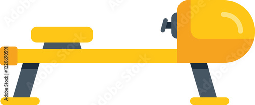 This illustration features a yellow rowing machine, perfect for showcasing the concept of a healthy lifestyle