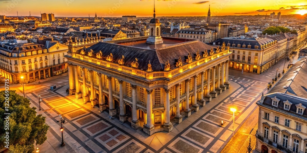 Fototapeta premium Drone View: Grand Theatre de Bordeaux's Ornate Ceiling, France