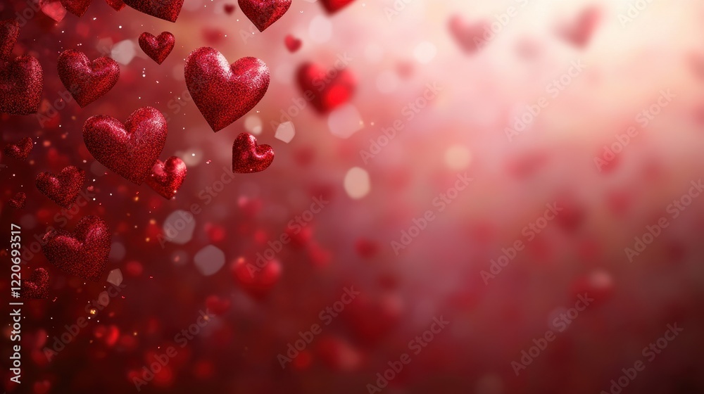 Obraz premium Ultra realistic valentine's day love background with floating red hearts