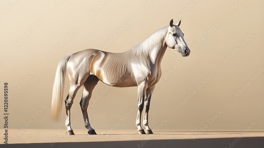Obraz premium Tranquil Akhal Teke Horse Standing Gracefully in Serene Environment
