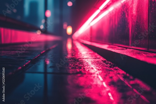 Evening neon glow futuristic cyberpunk cityscape urban environment gigapixel quality vibrant reflections photo