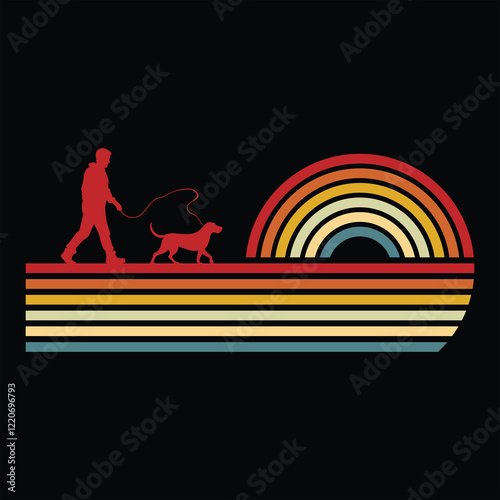 Vintage Bloodhound Silhouette Against Sunset Design
