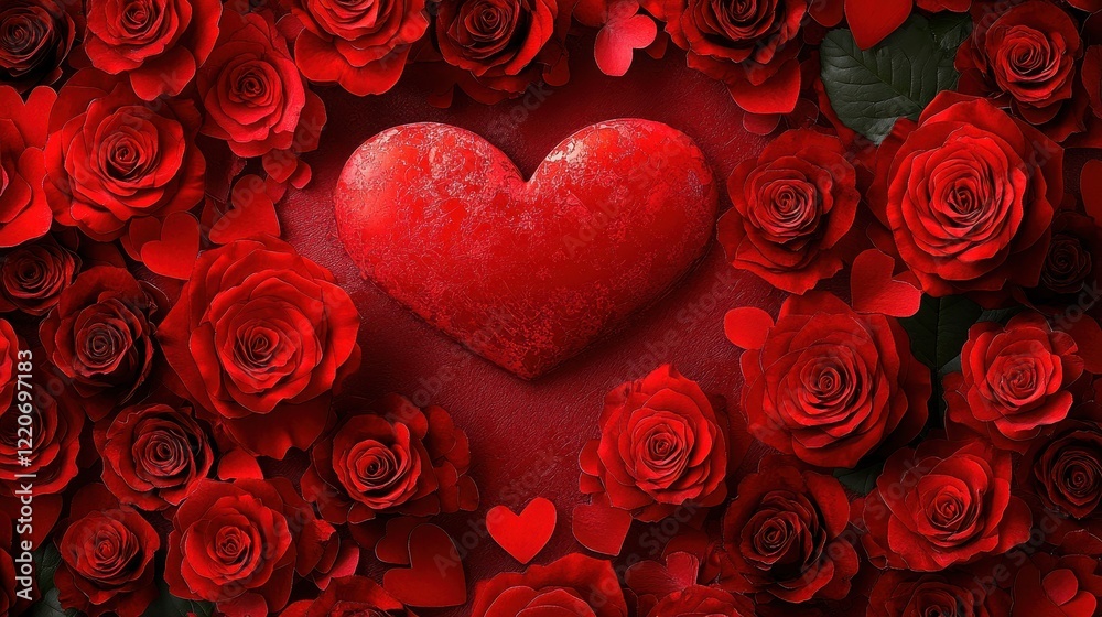 Romantic valentine invitation banner with red roses and heart design for special occasions Romantic valentine invitation banner with red roses and heart design for special occasions