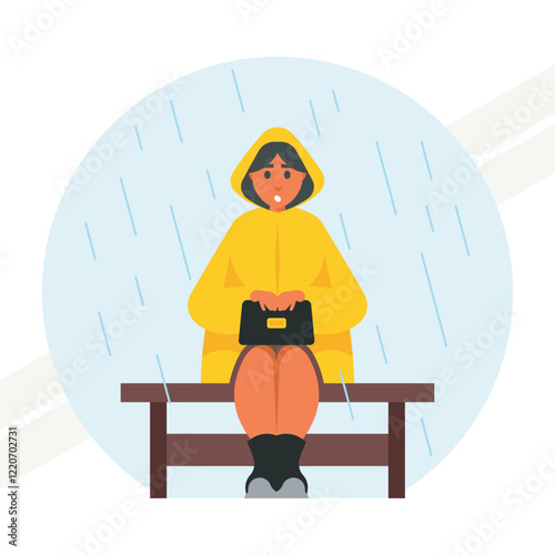 A girl in the rain representing weather and resilience