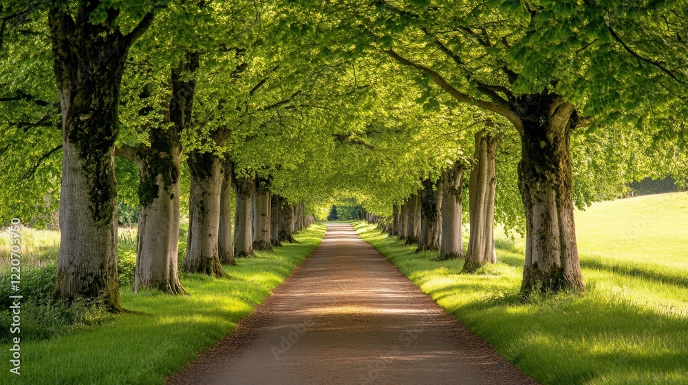 A natural pathway lined with bamboo trees under a canopy of green leaves. A natural pathway lined with bamboo trees under a canopy of green leaves.