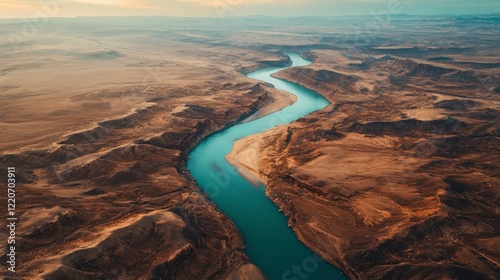 Wallpaper Mural A bird's eye view of a meandering river flowing through a desert landscape. Torontodigital.ca