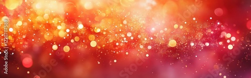 Bright and vibrant bokeh lights create a magical atmosphere in shades of orange and red during a festive celebration