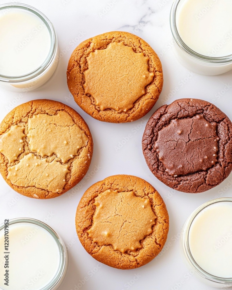 Assortment of Delicious Homemade Cookies with Milk