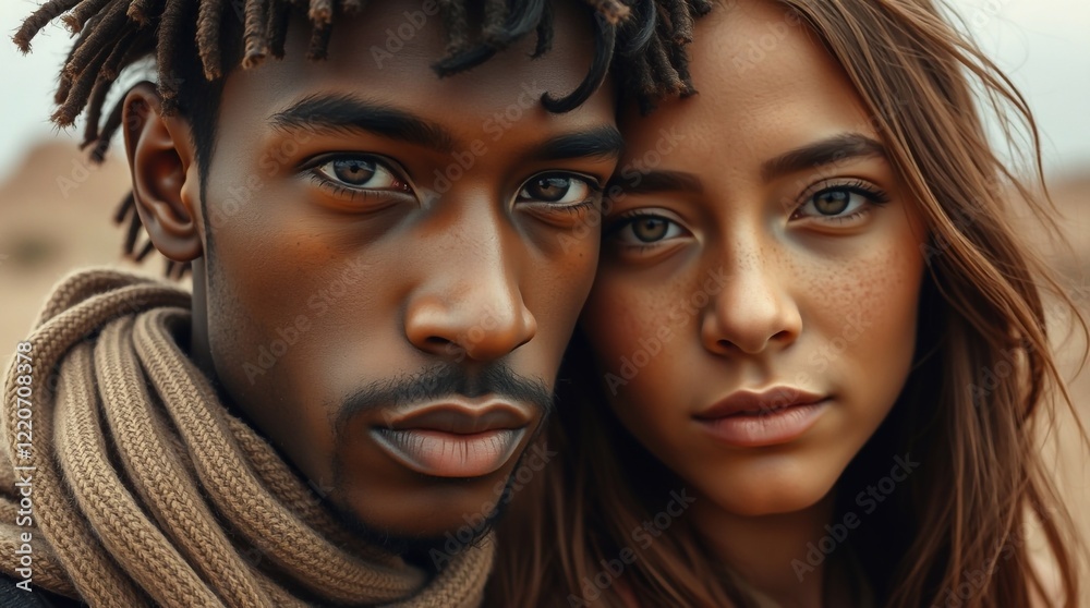 Obraz premium Romantic couple in love. Close up portrait