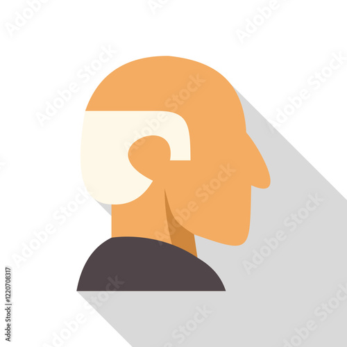 Side view portrait of an elderly man with receding hairline and grey hair, illustrating concepts of aging and wisdom
