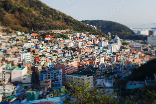 Wallpaper Mural View of Gamcheon Culture village, Busan city, South Korea, Gamcheon-dong, Saha District, beautiful view of streets and multicoloured houses in a summer sunny day, Republic of Korea travel Torontodigital.ca