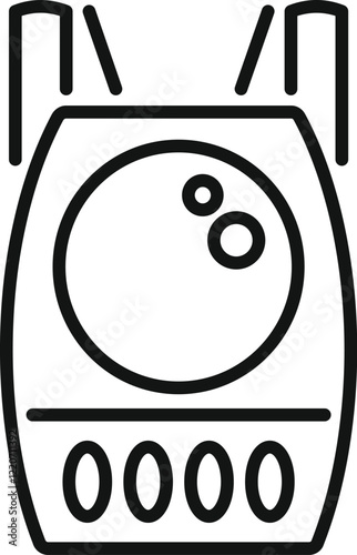 Line drawing of a portable oxygen concentrator generating oxygen for patients, featuring a large circular chamber and digital display