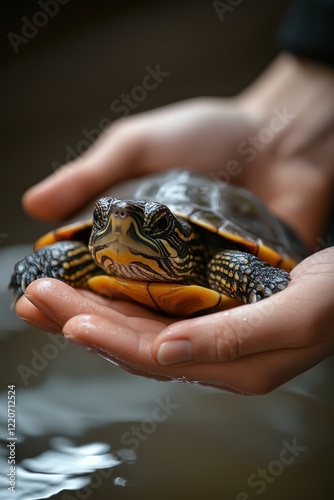Quiet care for a gentle turtle. Generative AI