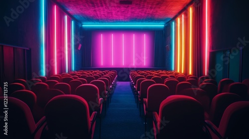 movie themed show announcement bright neon colour 