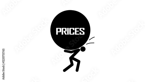 price increase, black isolated silhouette