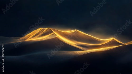 Golden sand dunes at night, for design or wallpaper