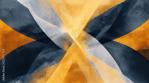 Minimalist design featuring amber and gray radiating strokes creating a dynamic visual effect photo