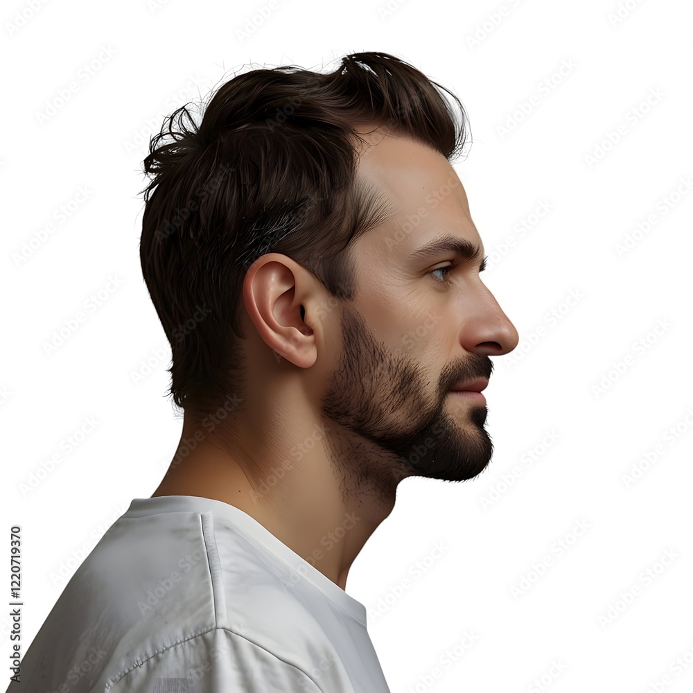 Handsome Man in Profile, Stylish and Thoughtful Handsome Man in Profile, Stylish and Thoughtful